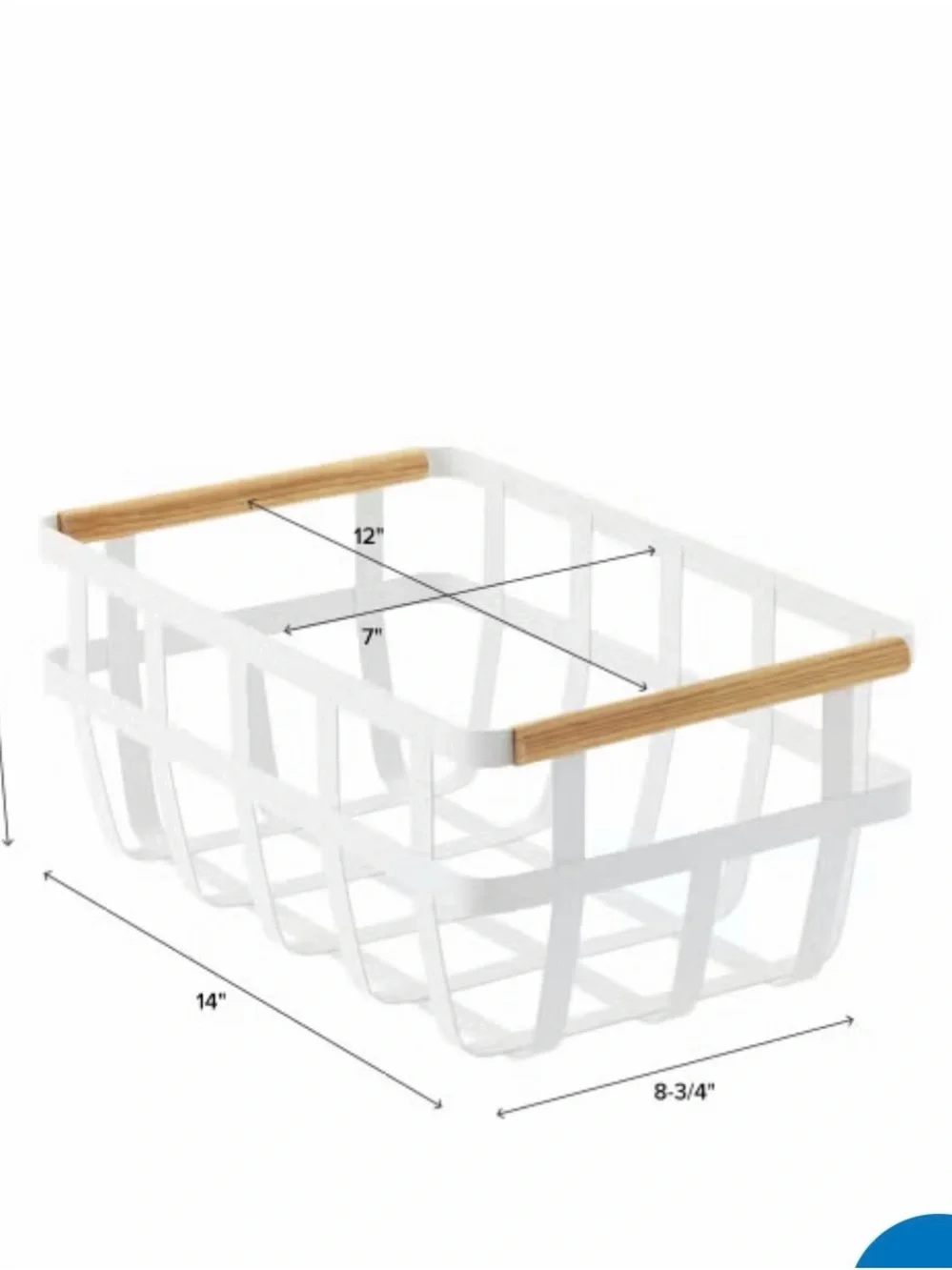 Yamazaki White Grid Storage Basket with Wooden Handles